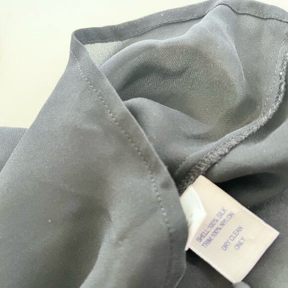 Rebecca Minkoff Black Silk Lace 3/4 Sleeve Henley Blouse Size 4 - Picture 8 of 12